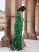 Geroo Luxe Ethnic Motifs Embroidered Pure Chiffon Saree - Image 3