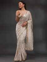 Koskii Embellished Sequinned Pure Georgette Saree