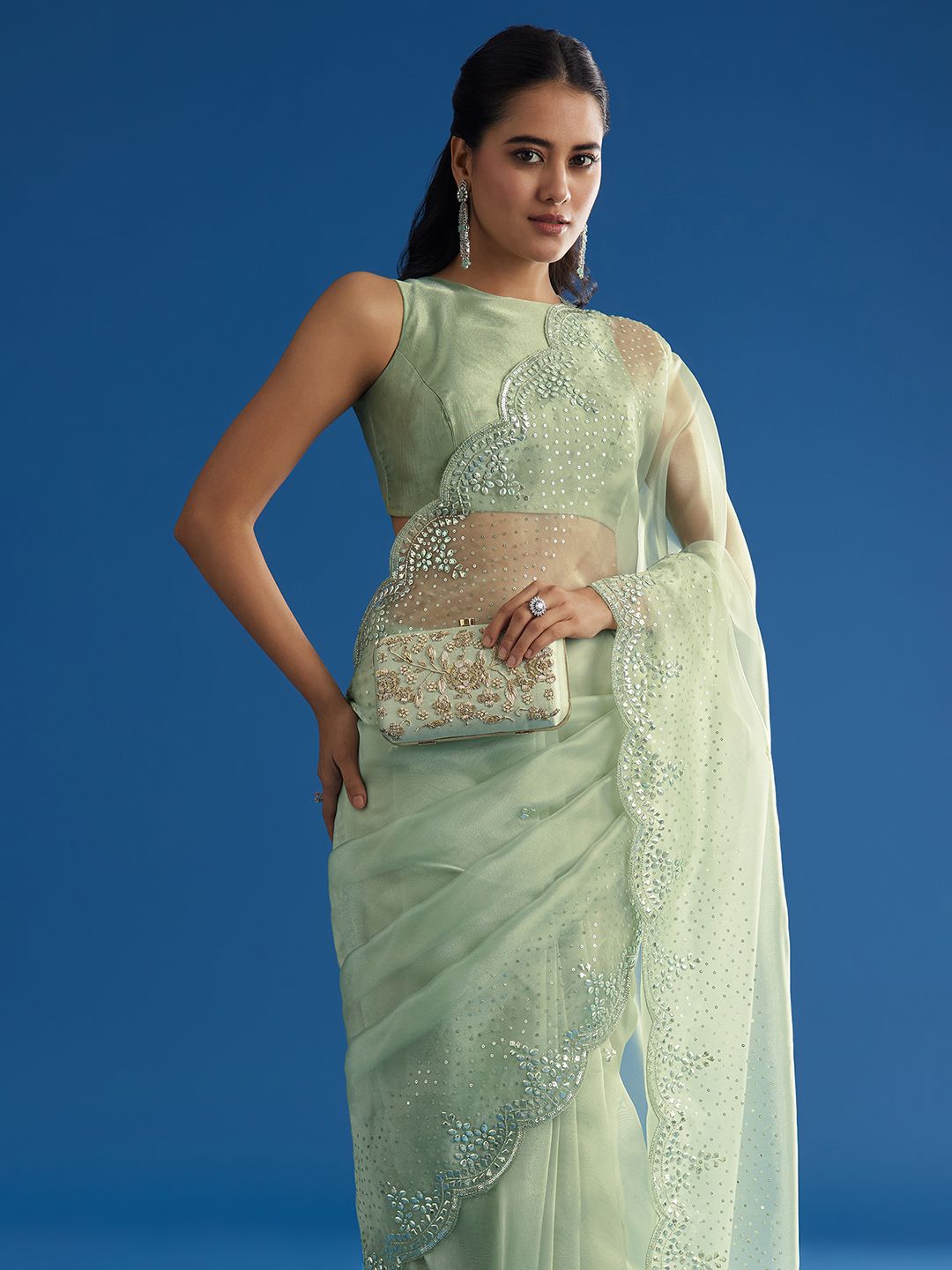 81j6kTEF_74981b7ffb674bfb8dcae3b44d4508c6.jpg KALKI Fashion Embellished Beads And Stones Sarees With Blouse - Image 1