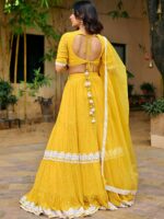 Embroidered V-Neck Ready to Wear Lehenga & Blouse With Dupatta - Image 4