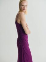 Shoulder Straps Ruched Asymmetrical Midi Dress - Image 2