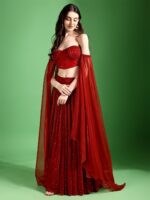 Embellished Beads and Stones Ready to Wear Lehenga & Unstitched Blouse