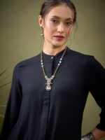 Black Embroidered Shirt With Palazzos Co-Ords - Image 2