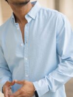 Powerlook Men Spread Collar Micro Checked Cotton Casual Shirt - Image 3