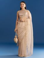 KALKI Fashion Embellished Beads and Stones Organza Saree