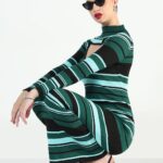 Women Striped Bodycon Maxi Dress