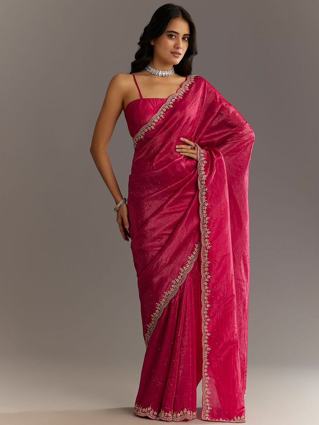 gsNFAesL_4c9397a0b00f496cb9dda14879cc0620.jpg KALKI Fashion Embellished Embroidered Beads and Stones Tissue Saree - Image 1