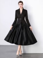 Women Solid Fit & Flare Midi Dress