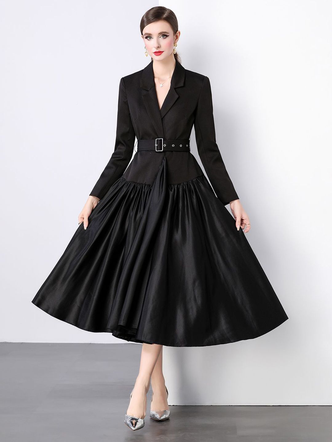 obbs5R8F_00f6c25bc3cc4172863cfa3c5de6aac8.jpg Women Solid Fit & Flare Midi Dress - Image 1