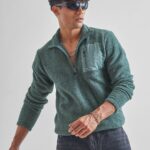 HIGHLANDER Green Mock Collar Pullover Sweatshirt